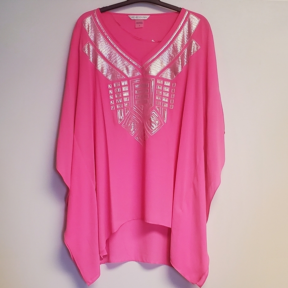 Peter Nygard Tops - NWT PETER NYGARD Lipstick Pink Kimino Tunic Top Blouse Large